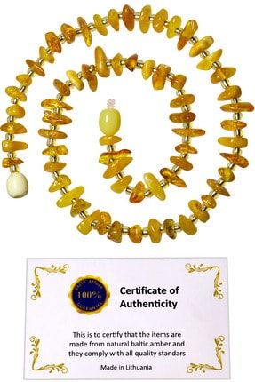 Sertifikalı Sarı Renkli Doğal Damla Kehribar Bebek Diş Kolyesi HMPX1689