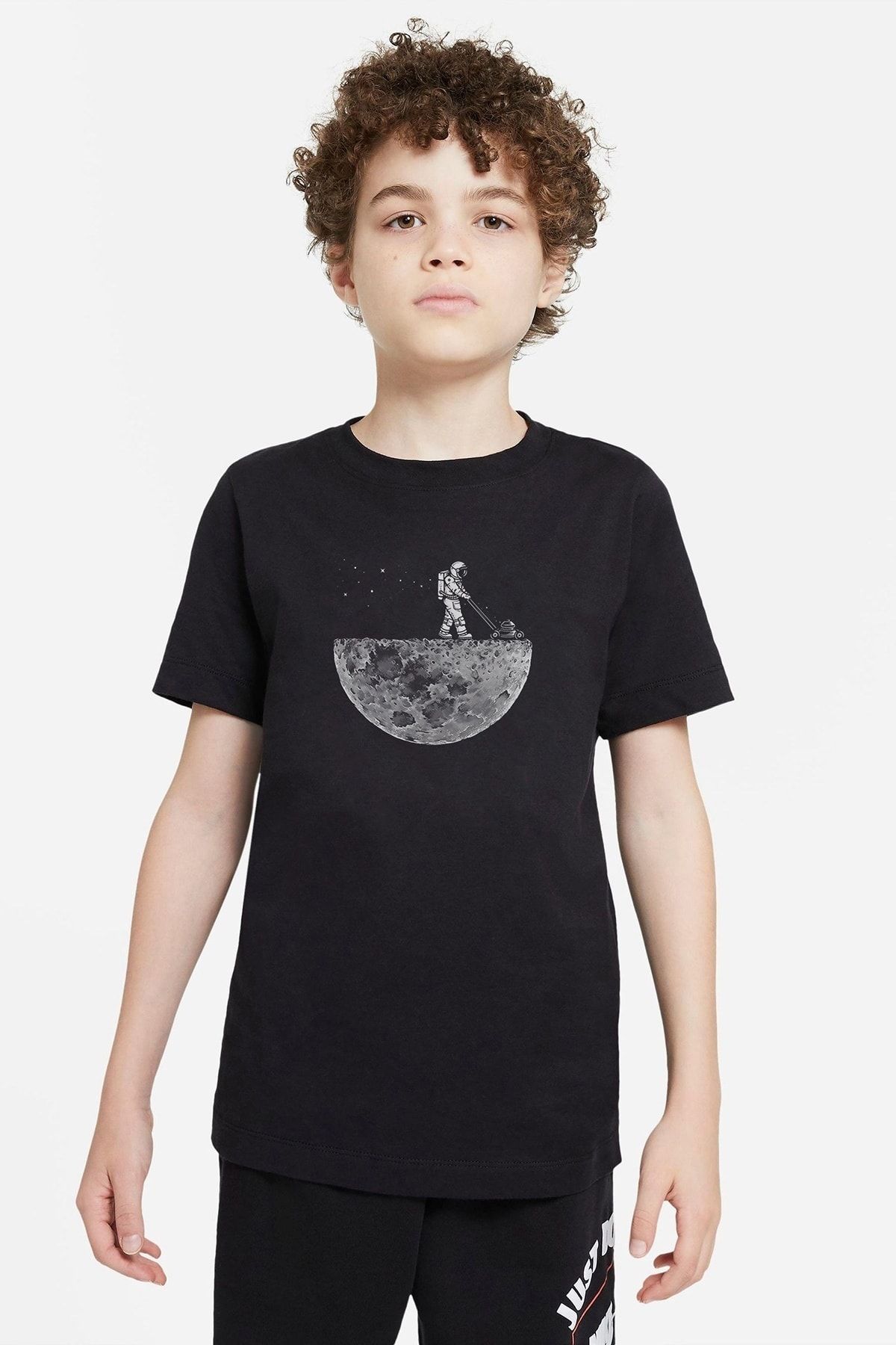 QIVI Hanorac Cu Imprimeu Pentru Curățenie Lunară Astronaut Negru Unisex Pentru Copii Unisex - 7–8 years