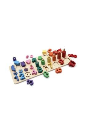 Hamaha Ahşap Montessori Logaritma Geometrik Şekil Ve Sayı Sıralama Eşleştirme Oyun Seti