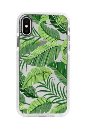 Iphone X Uyumlu Beyaz Kenarlı Anti Shock Amazon Ormanı Desenli Telefon Kılıfı IPXANTI-280