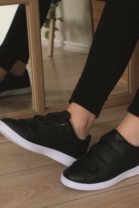 Unisex Siyah Beyaz Cırtlı Sneaker Ortopedik Günlük Yürüyüş Spor Ayakkabı SOYLU-VNM-CIRT