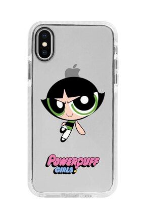 Iphone X Beyaz Kenarlı Anti Shock Powerpuff Girls Desenli Telefon Kılıfı IPXANTI-165