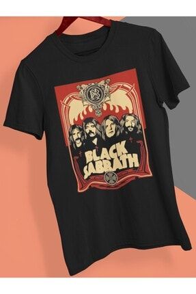 Owersize Tasarım Rock Poster Black Sabath Baskılı Tişört PLBOST00100