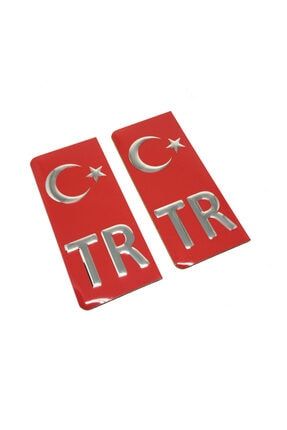 Tr Plaka Arması Metal Etiket Sticker Kırmızı 2'li STCKR-PLK-MTL-TR-KR_389