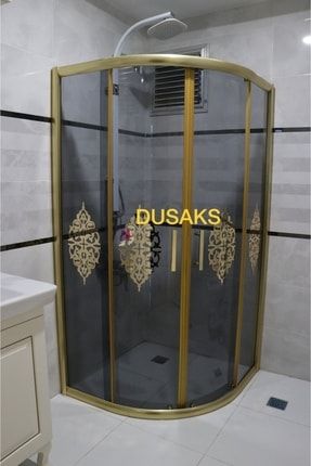 Osmanlı Desenli Oval Gold Füme Cam Duşakabin H190 TYC00230980419