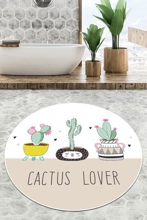 Pink Cactus Çap Banyo Halısı Djt 200x200 Cm 8683264213236