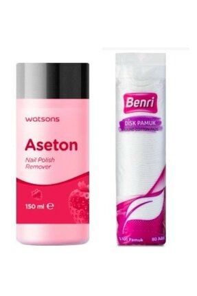 Watsons Aseton 150 ml Disk Makyaj Temizleme Pamuğu 80 Adet XX