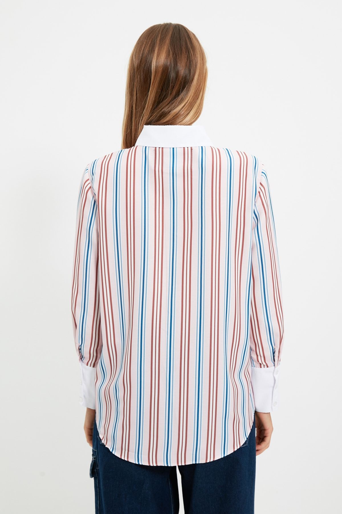 Trendyol Collection-X Sagaza Studio Mehrfarbig gestreiftes besticktes Hemd TPRAW22GO1090 6