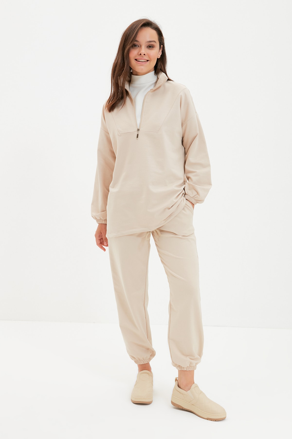 Trendyol Modest Sweatsuit Set - Beige - Regular fit