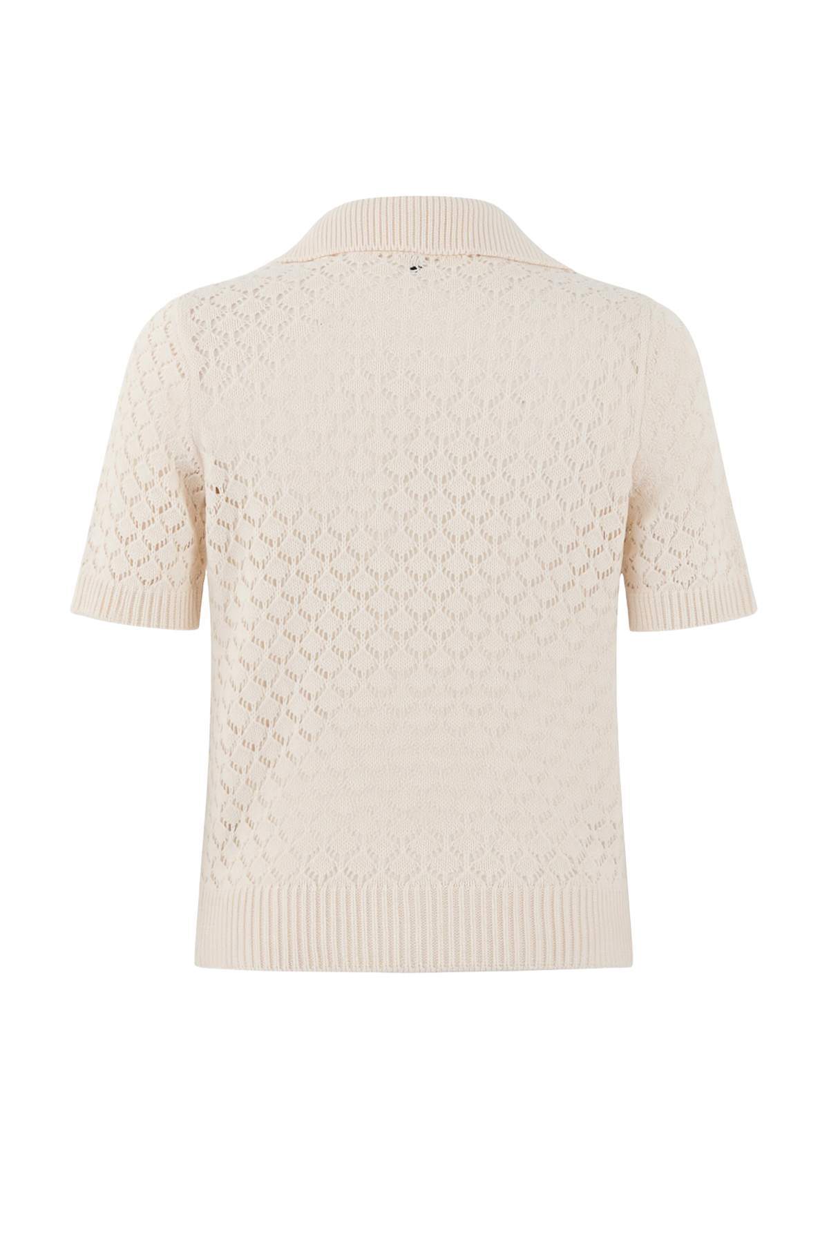 Trendyolmilla  Taş Çiçek Nakışlı Yaka Ajurlu/Delikli Triko Bluz TWOSS26BZ00123 - Görsel 7