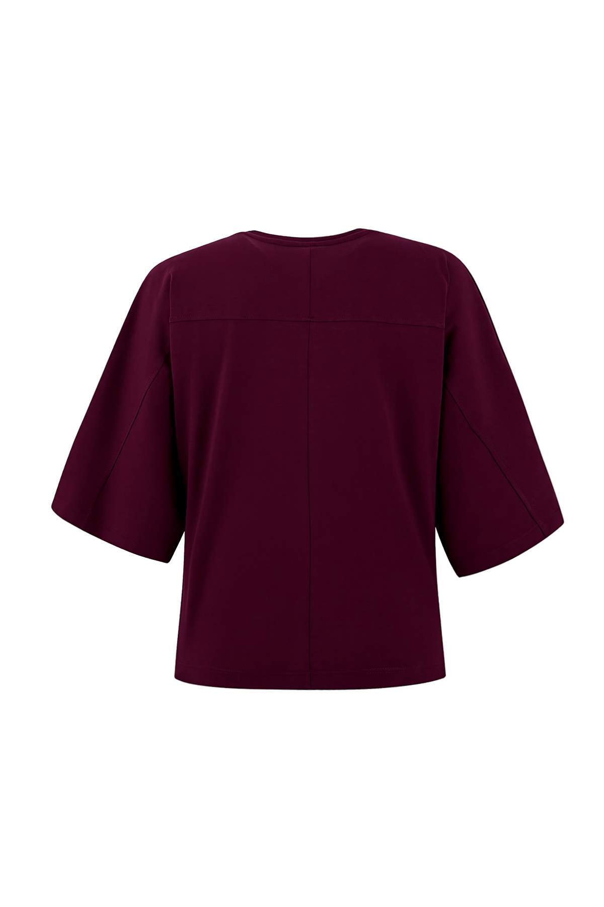 Trendyolmilla  Wardrobe Essentials-Mürdüm Geniş Kalıp Yarasa Kol Pamuk Örme T-Shirt TWOSS26TS00047 - Görsel 6