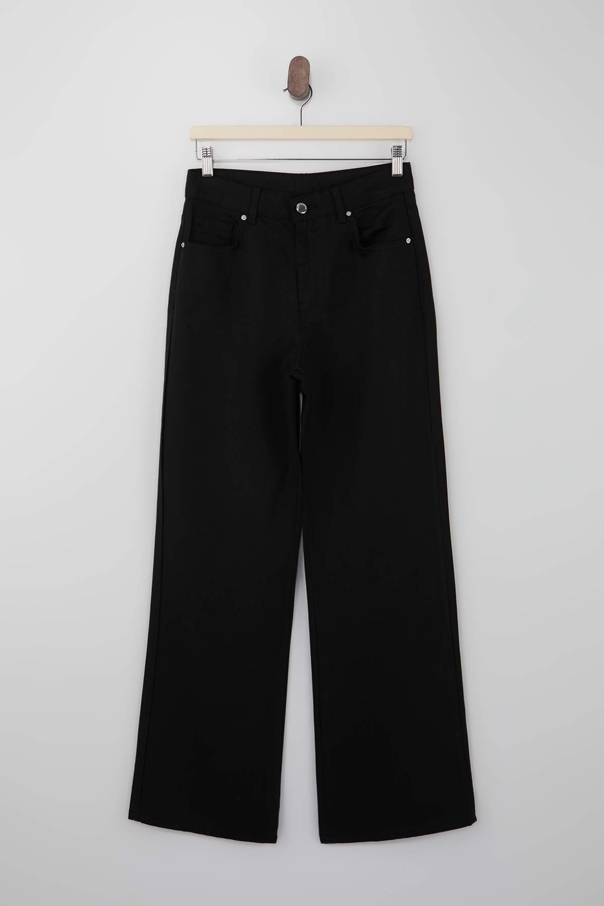 Trendyolmilla  Siyah SOLMAYAN SİYAH Tencel™ Yüksek Bel Uzun Boy Wide Leg Jeans TWOSS26JE00082 - Görsel 5