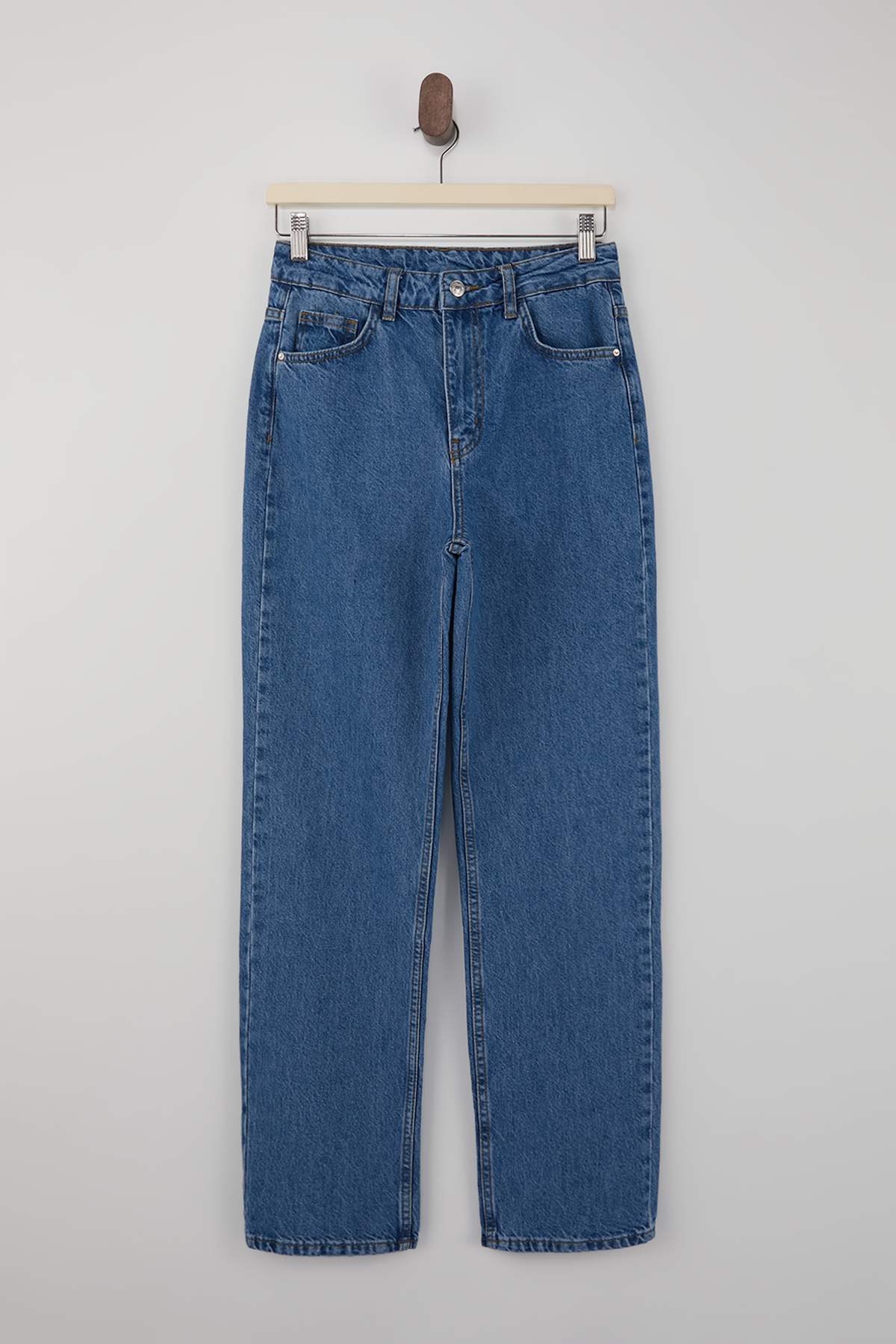 Trendyolmilla  Mavi Normal Bel 100% Pamuk Straight Düz Kesim Jeans TWOSS26JE00096 - Görsel 5