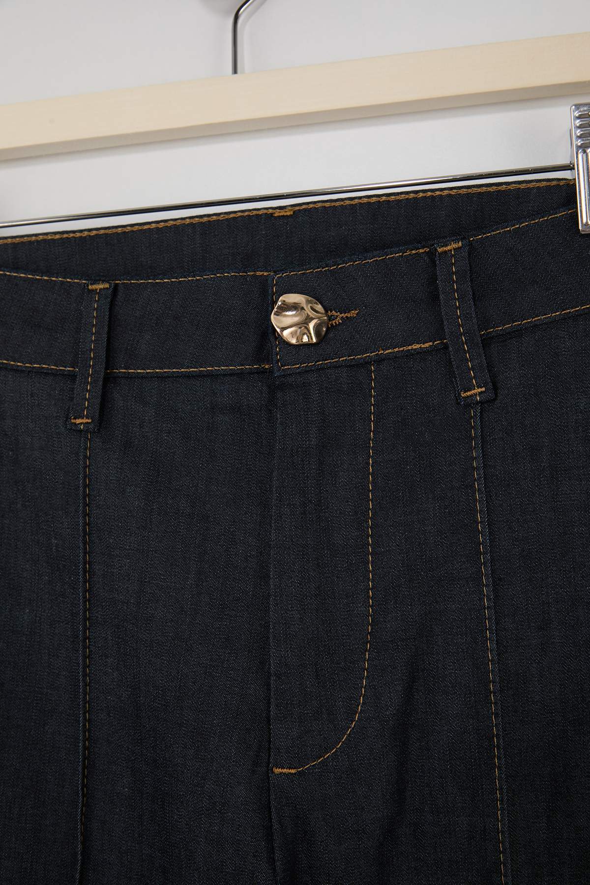 Trendyolmilla  Koyu Mavi Dikiş Detaylı Yüksek Bel Ekstra Esnek Wide Leg Jeans TWOSS26JE00053 - Görsel 6