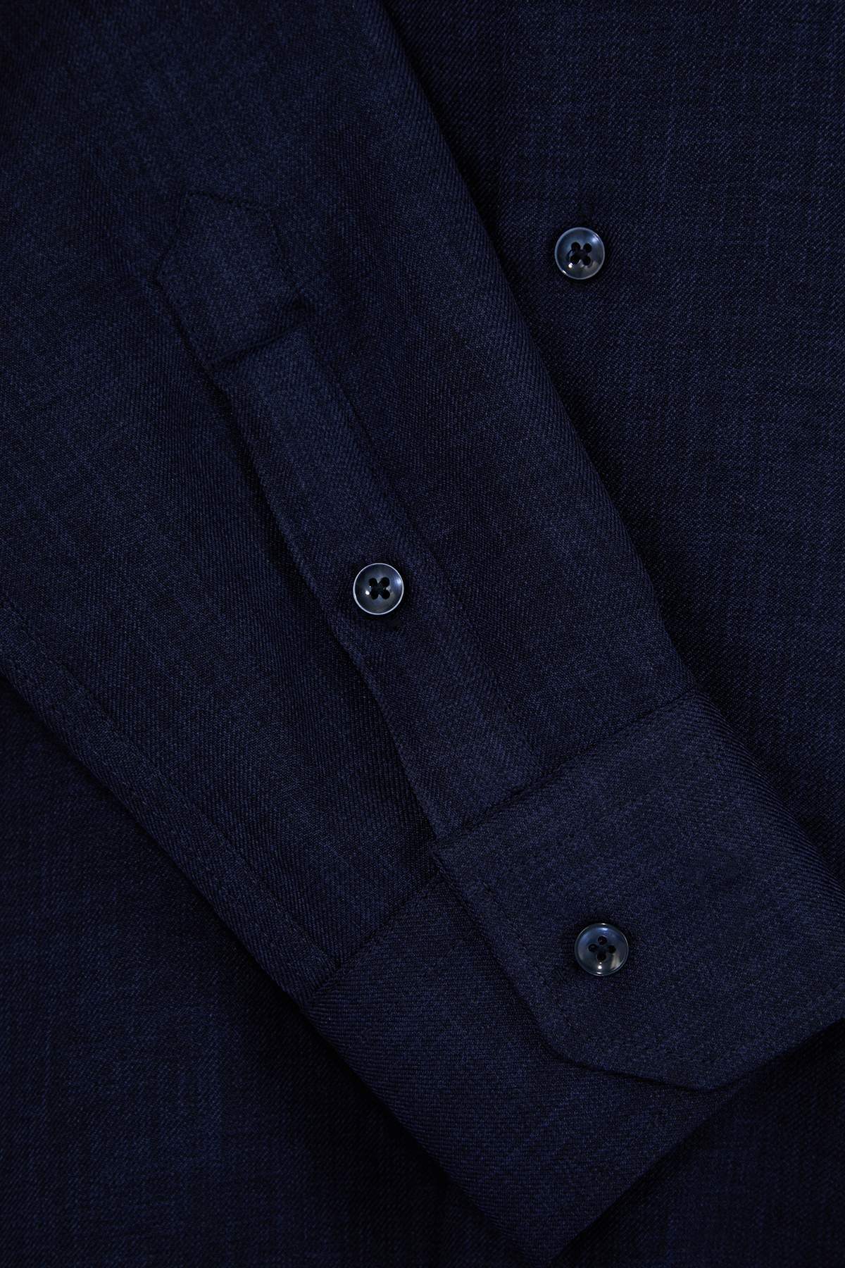 Trendyolmilla  Lacivert Normal Kalıp/Regular Fit Keten Görünümlü Mevsimlik Erkek Dokuma Gömlek TMNSS26GO00007 - Görsel 6