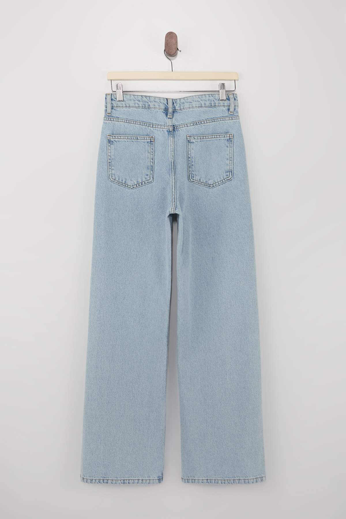 Trendyolmilla  Açık Mavi Yüksek Bel %100 Pamuk Geniş Paça Wide Leg Jeans TWOSS26JE00130 - Görsel 6