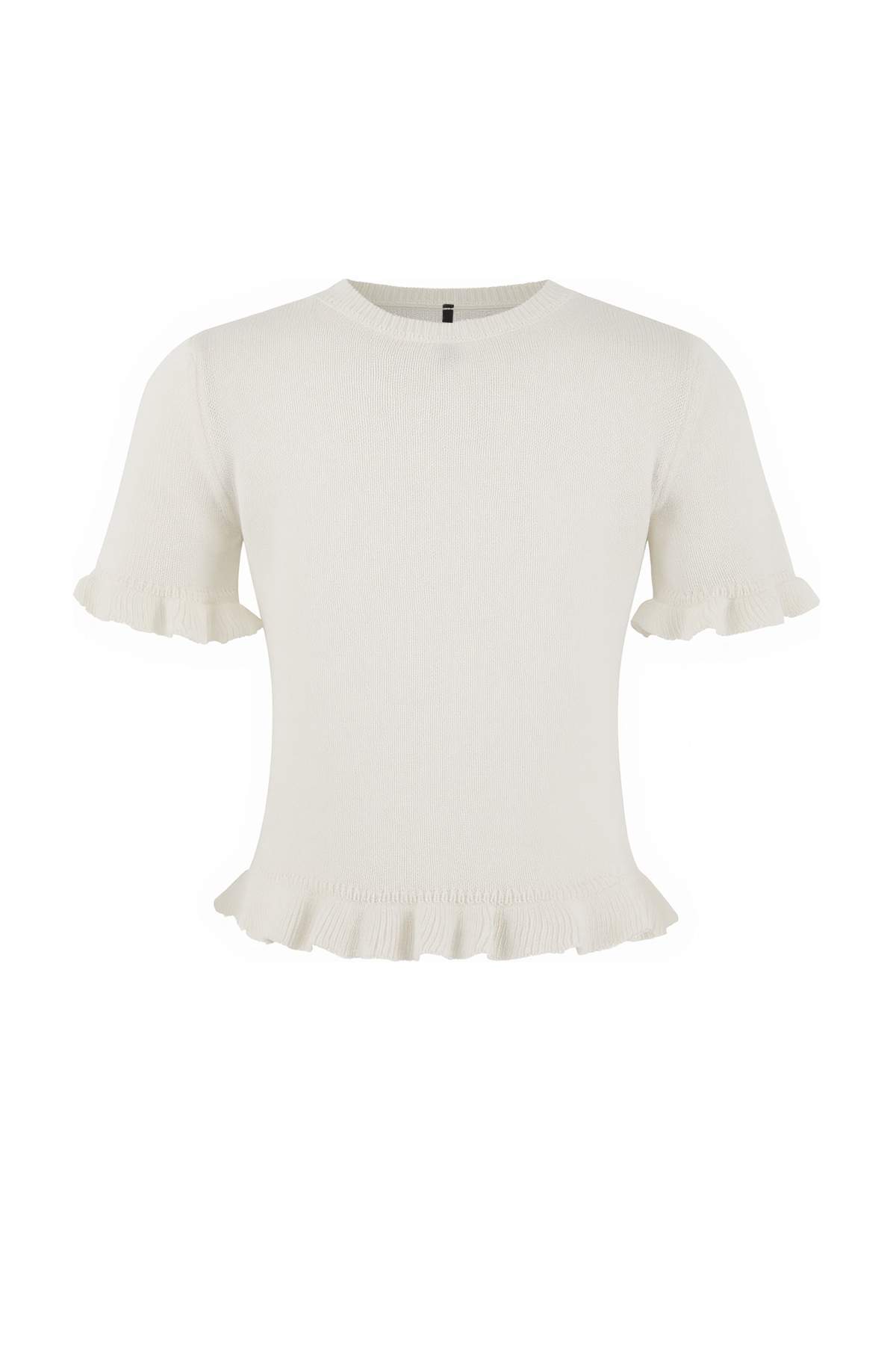 Trendyolmilla  Limited Edition Ekru Fırfır Detaylı Bisiklet Yaka Triko Bluz TWOSS26BZ00135 - Görsel 11