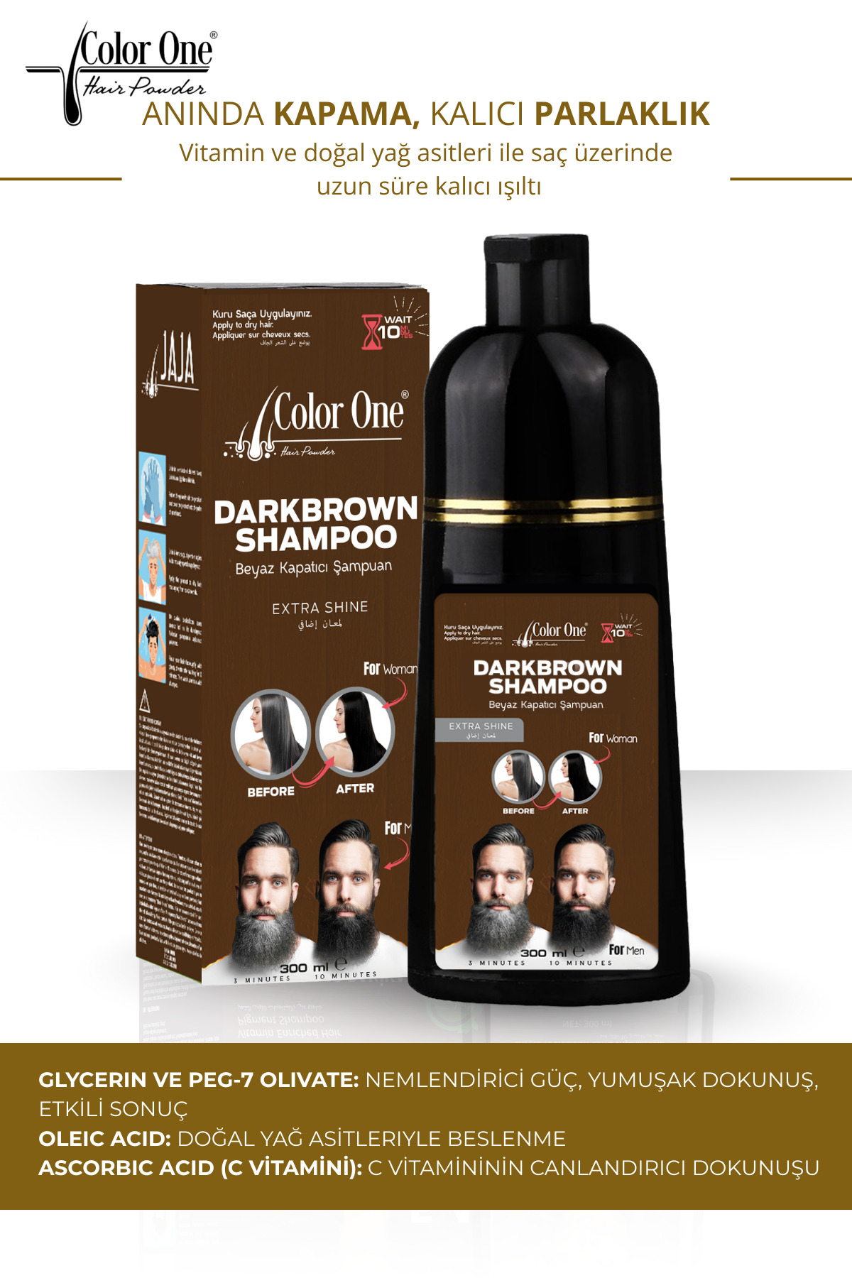 Koyu Kahverengi (Dark Brown) Saç Şampuanı | 300 ML & Ton Etkisi — 8684556385013-12 — تصویر 3 از 7