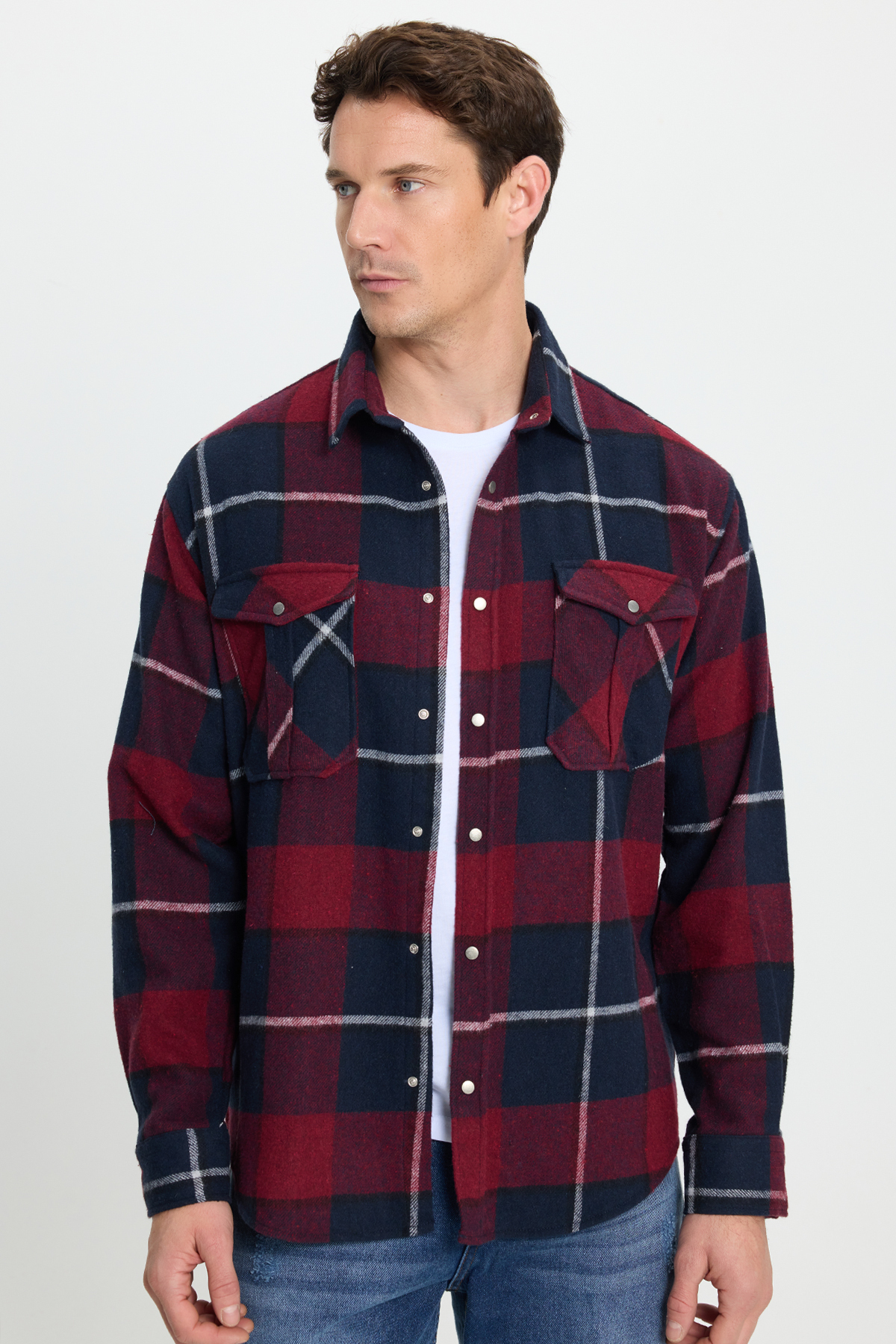 پیراهن زمستانی شطرنجی دو جیب دار مردانه Relax Fit Casual Cut Lemberjack — رنگارنگ RF240053-7300 — تصویر 5 از 8