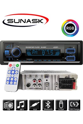 Sunask P.125 Çift Usb Girişli Bluetooth Oto Teyp Araba Teybi Radyo Usb Sd Aux...