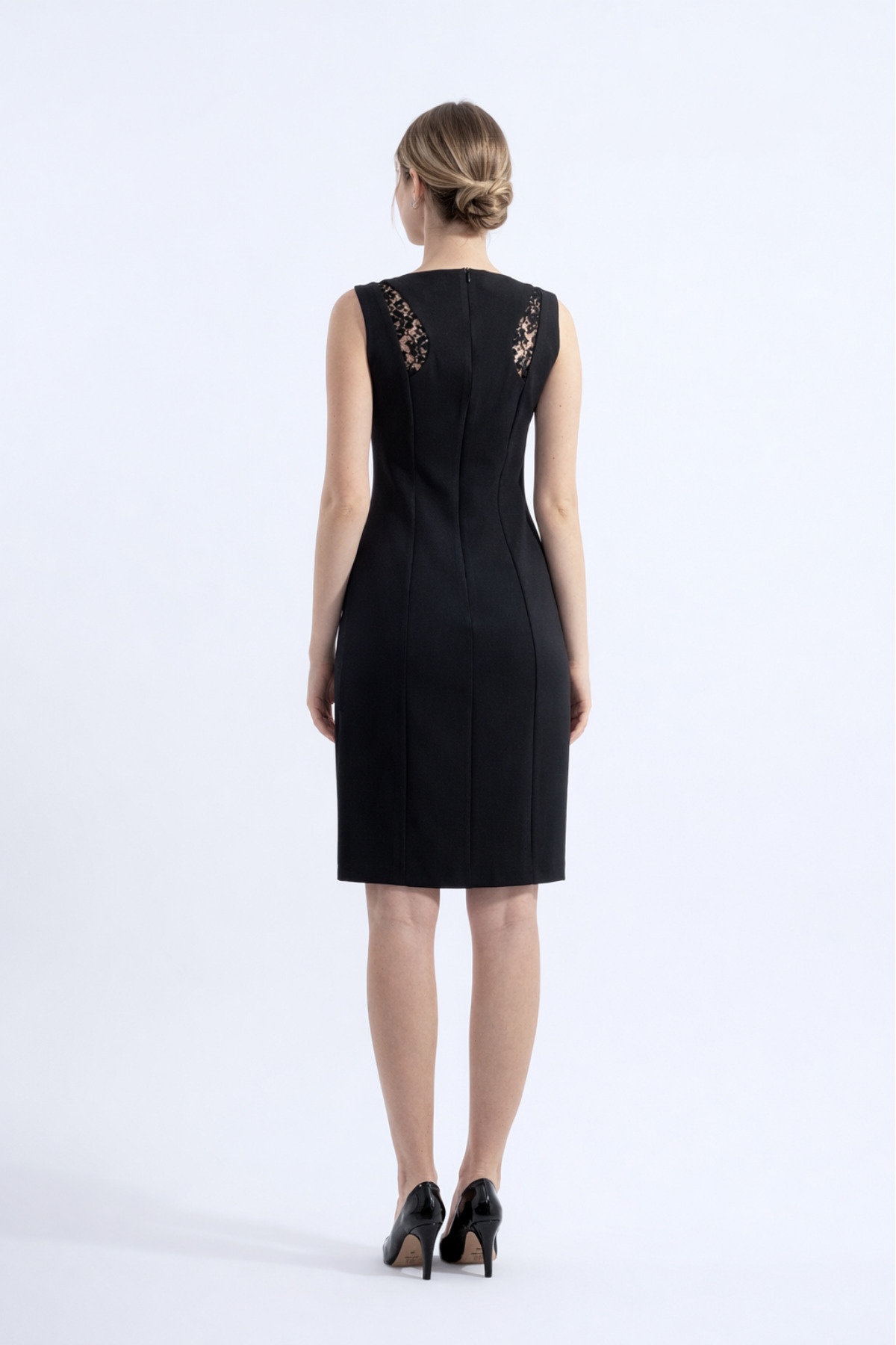 HOX'S  Audrey | Dantel Garnili Dizüstü Kalem Elbise Kolsuz - Siyah - Görsel 4