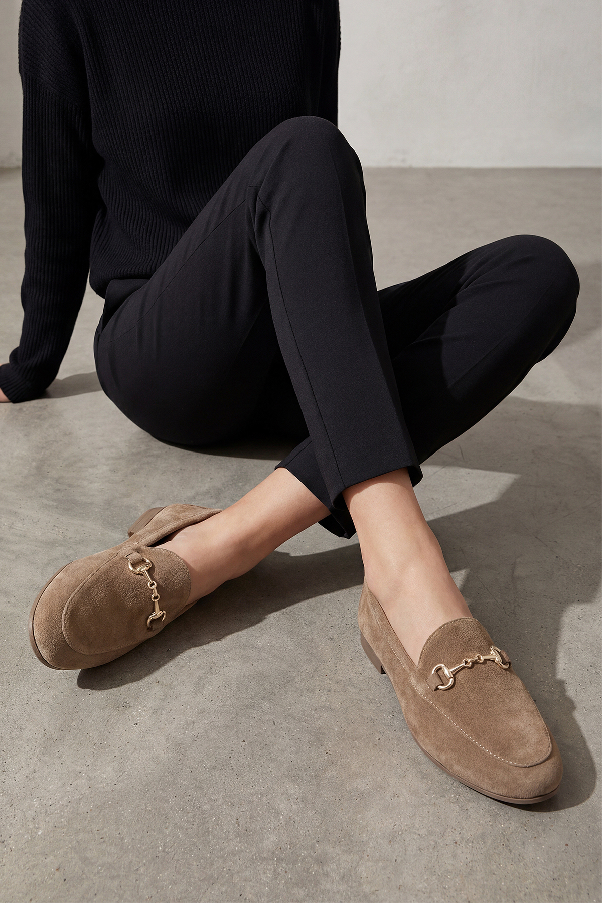 Marjin  Kadın Hakiki Deri Zincirli Loafer Günlük Ayakkabı Tanle Taba Süet - Görsel 7