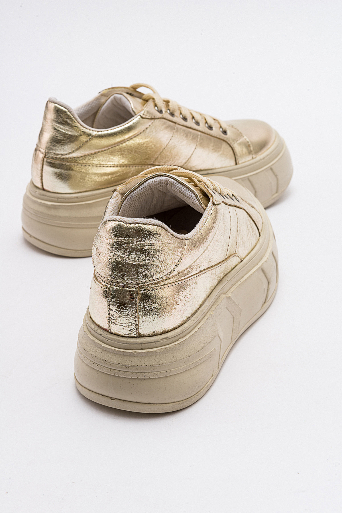 Zeynep Sıradağlı  Abalin Hakiki Deri Kadın Spor Ayakkabı Dore - Görsel 6