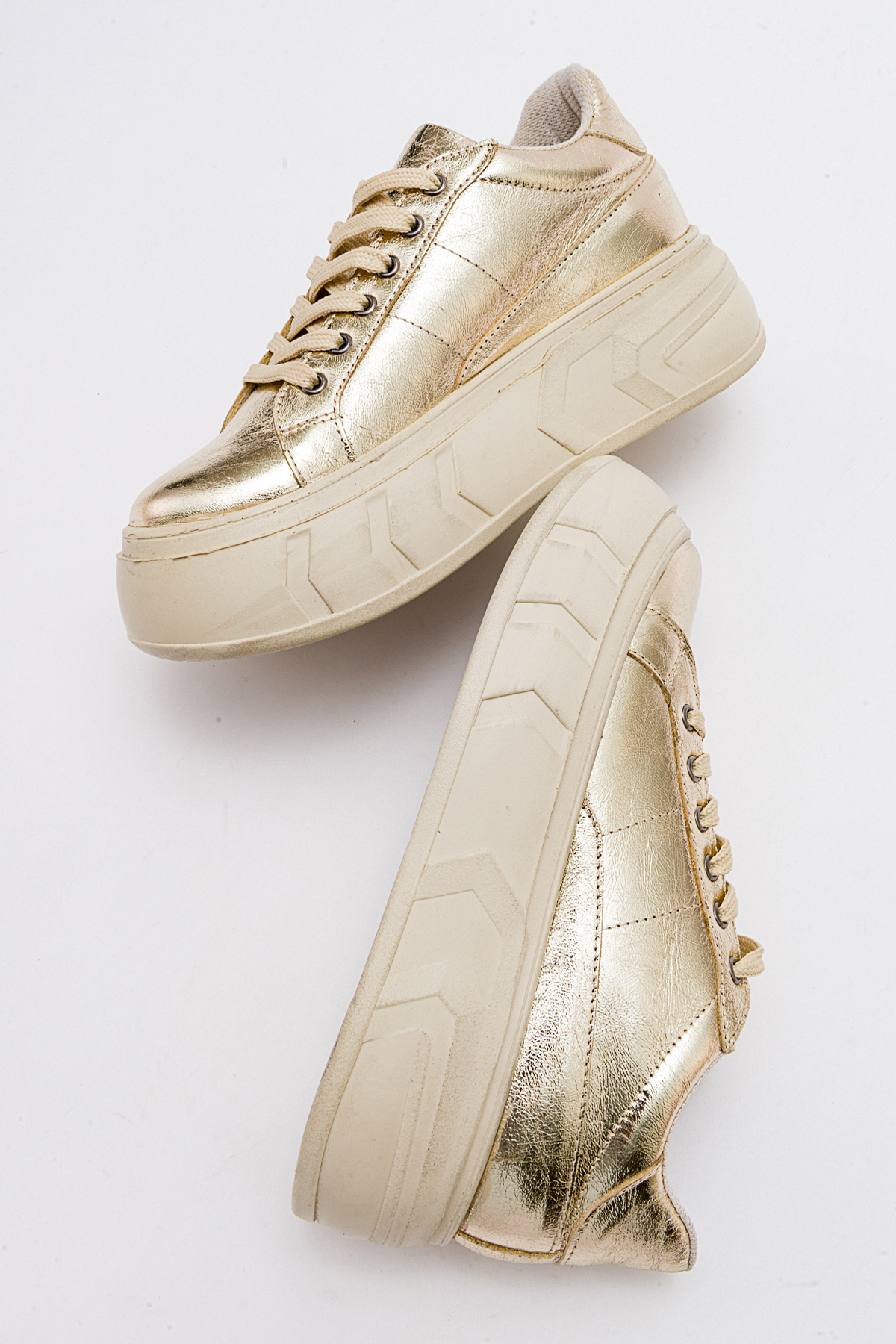 Zeynep Sıradağlı  Abalin Hakiki Deri Kadın Spor Ayakkabı Dore - Görsel 8