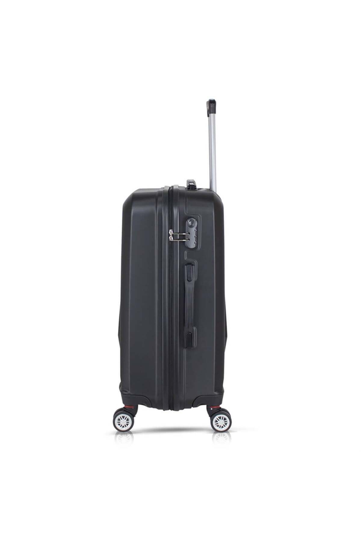 My Valice  Diamond Abs Kabin Orta Büyük Ve Makyaj Boy Siyah 4'lü Travel Valiz Seti - Görsel 4