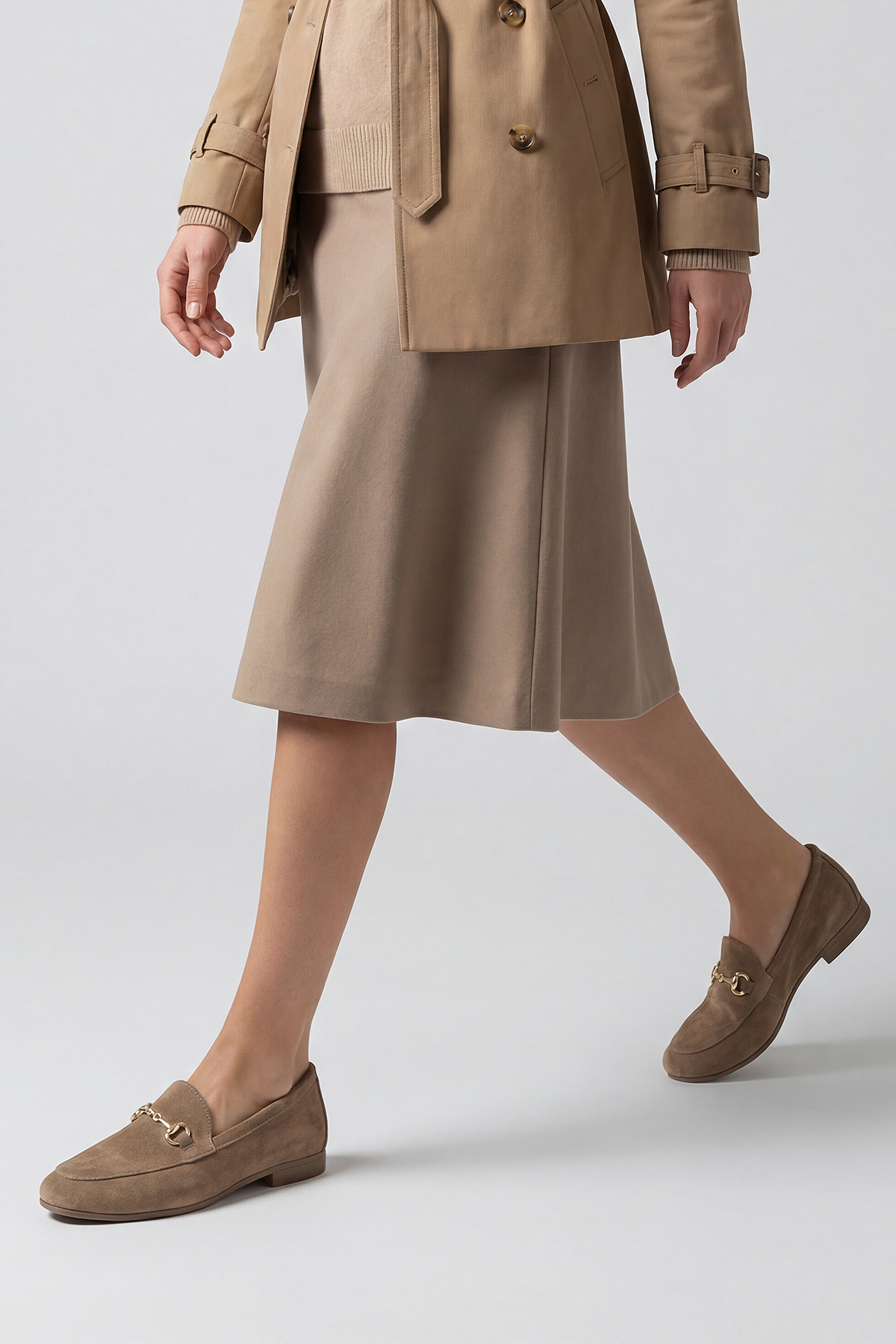 Marjin  Kadın Hakiki Deri Zincirli Loafer Günlük Ayakkabı Tanle Taba Süet - Görsel 5