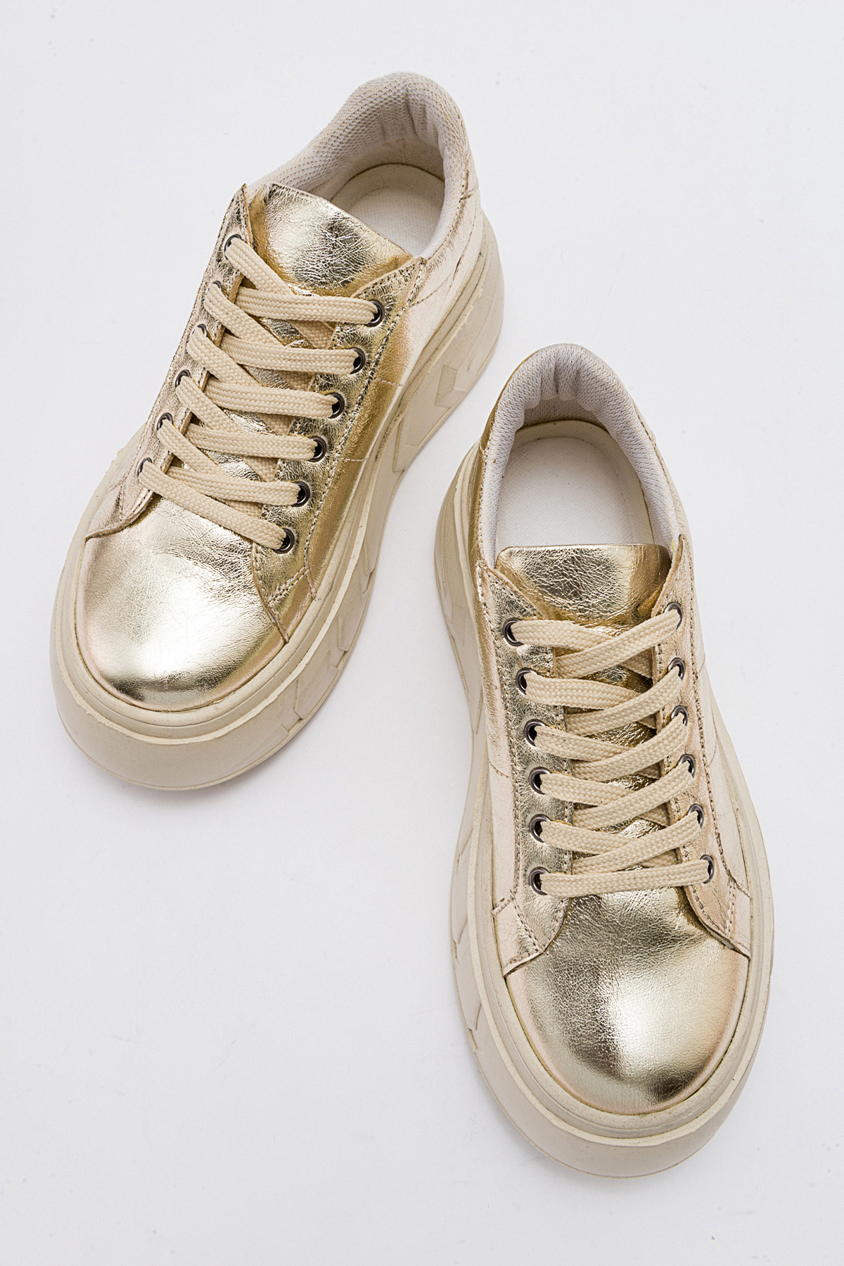 Zeynep Sıradağlı  Abalin Hakiki Deri Kadın Spor Ayakkabı Dore - Görsel 7