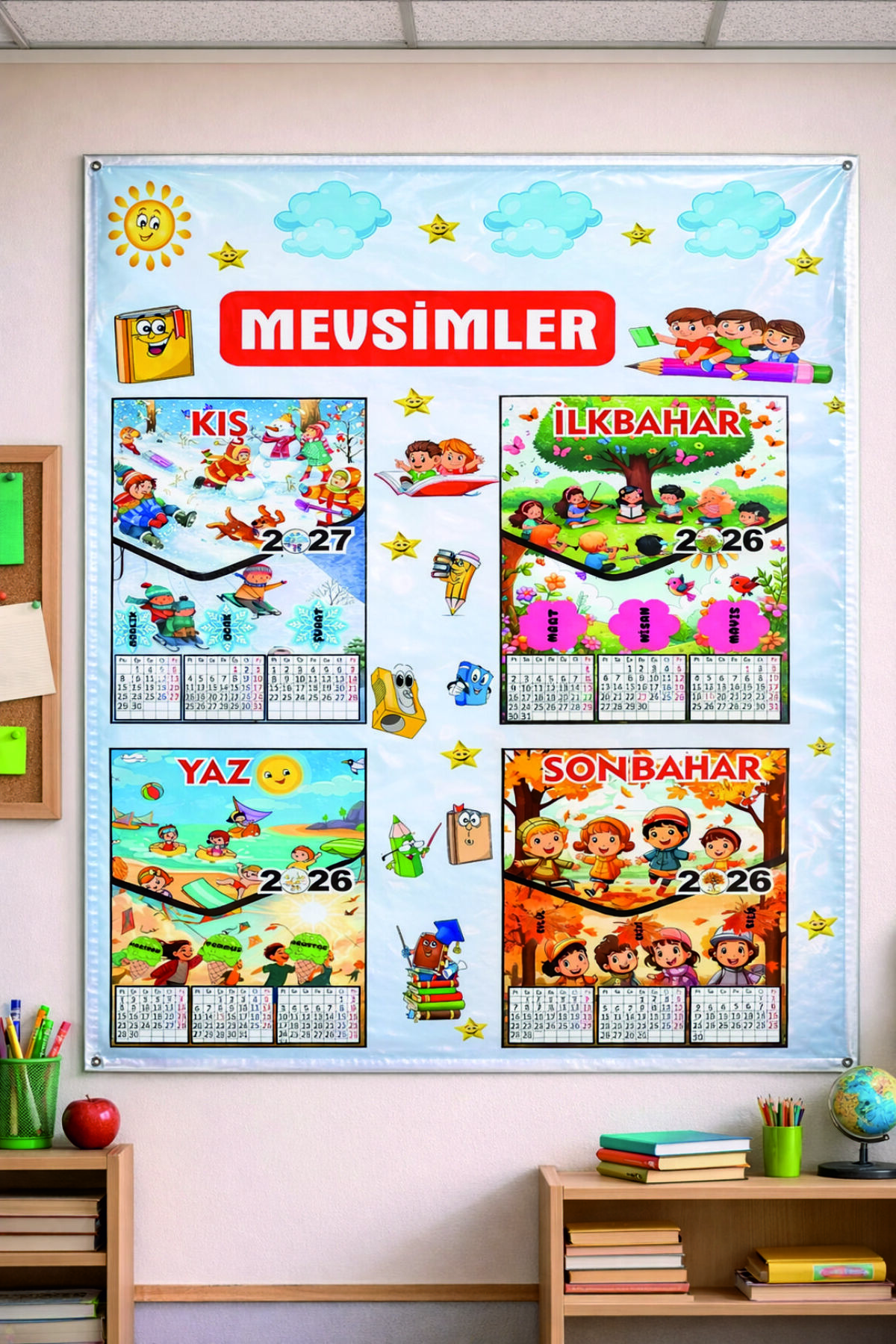 Season Ribbon School Poster 2025 2026 Calendar, School, Kindergarten, Kindergarten, Secondary School Wall 100X60 cm