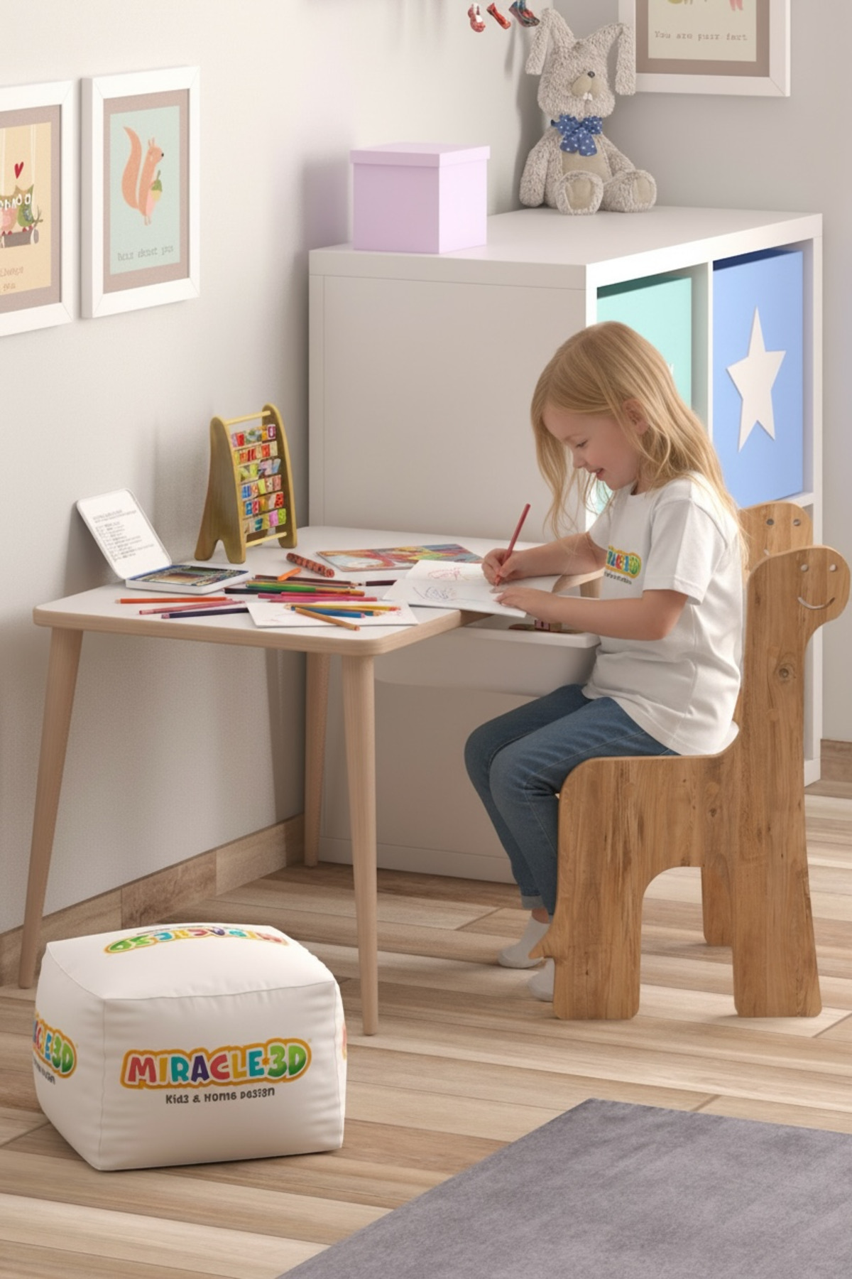 MİRACLE 3D Çocuk Oyun Etkinlik Çalışma Masası Ve Sandalye, Aktivite Masası,yaz-sil Masa fotoğrafı 3 (önizleme)