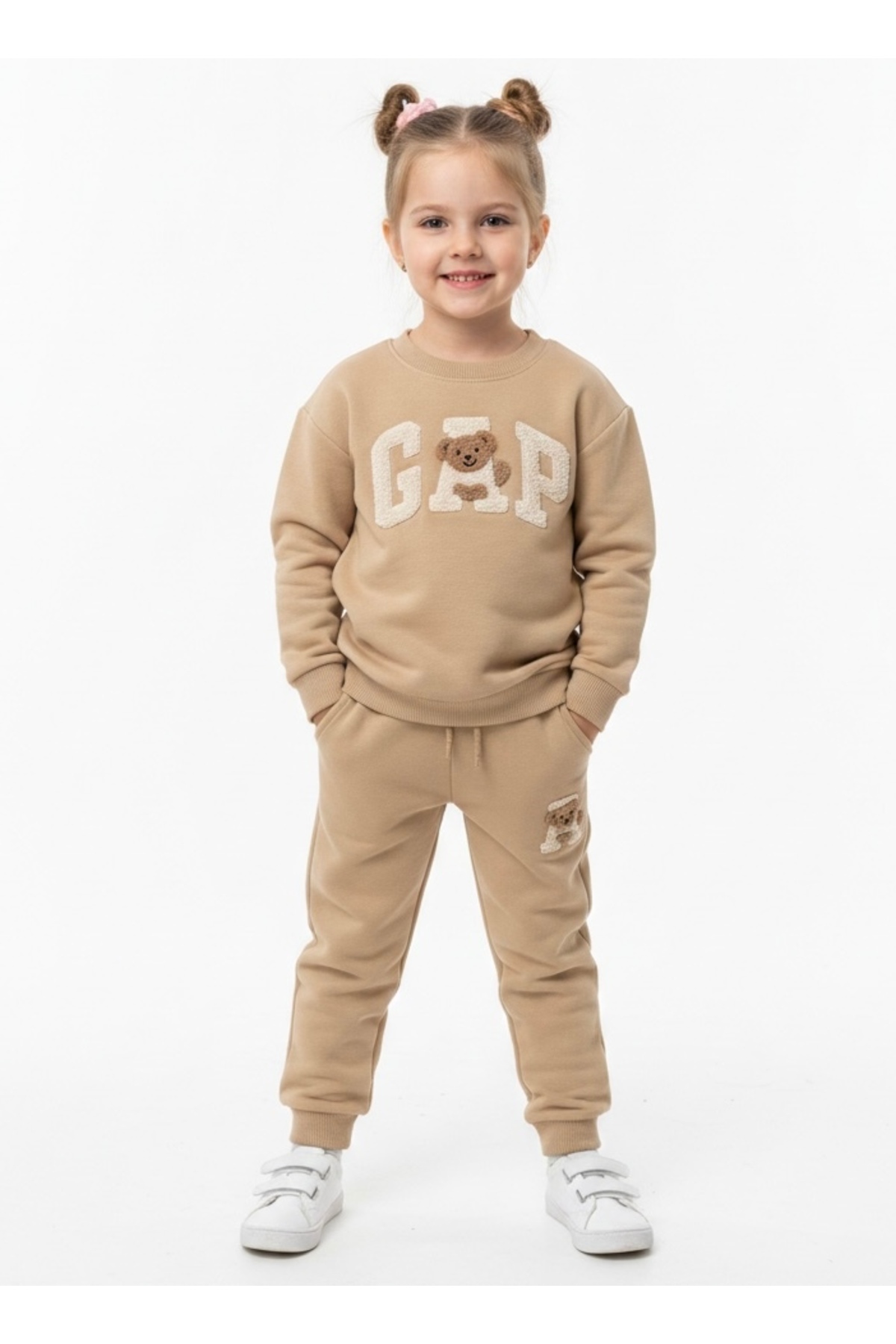 CQCQ Unisex Çocuk Bej Köpek Figürlü Eşofman Takımı fotoğrafı 2 (önizleme)