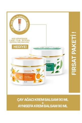 zinderm Çay Ağacı Yağı Kremi Balsamı ve Aynısefa Yağı Kremi Balsamı 90ml