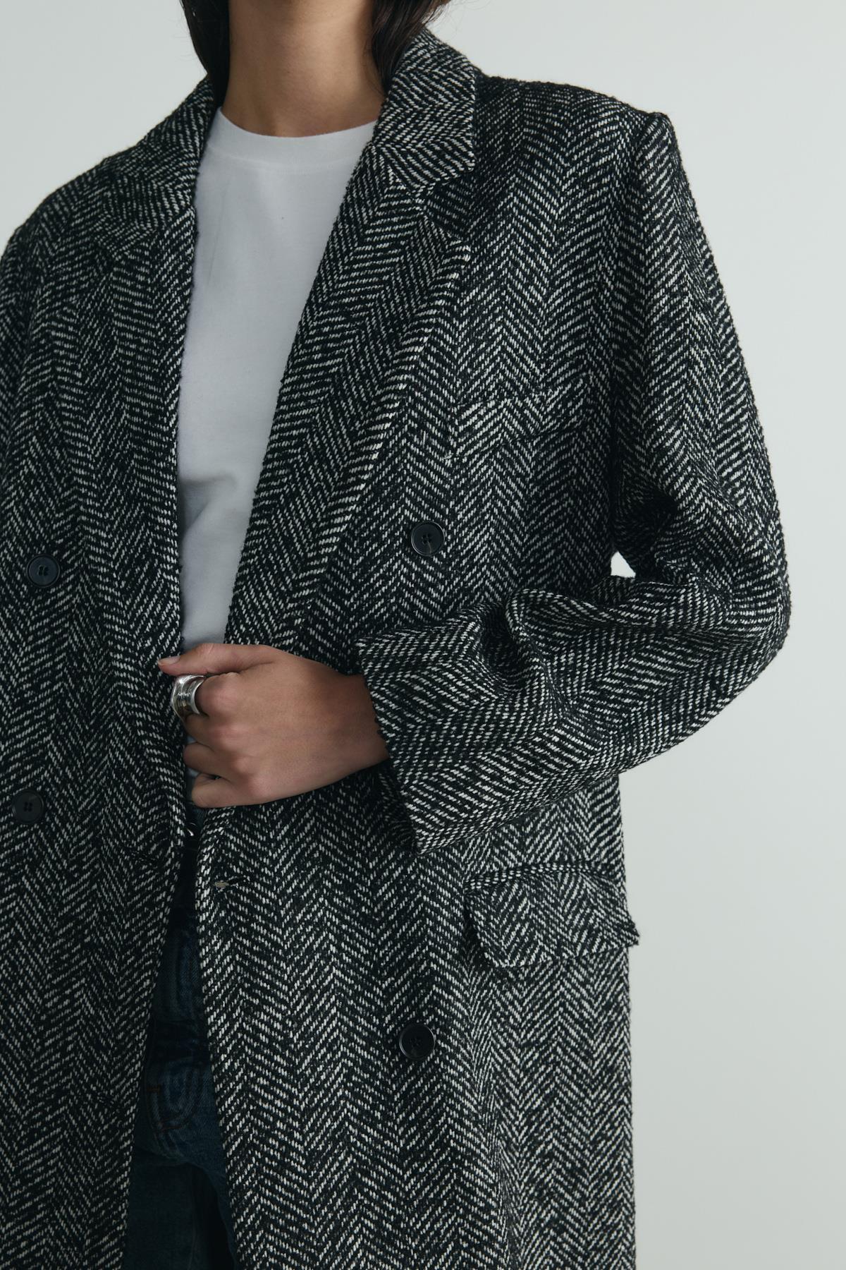 Suud Collection Siyah Adel Maxi Kaban görsel 6