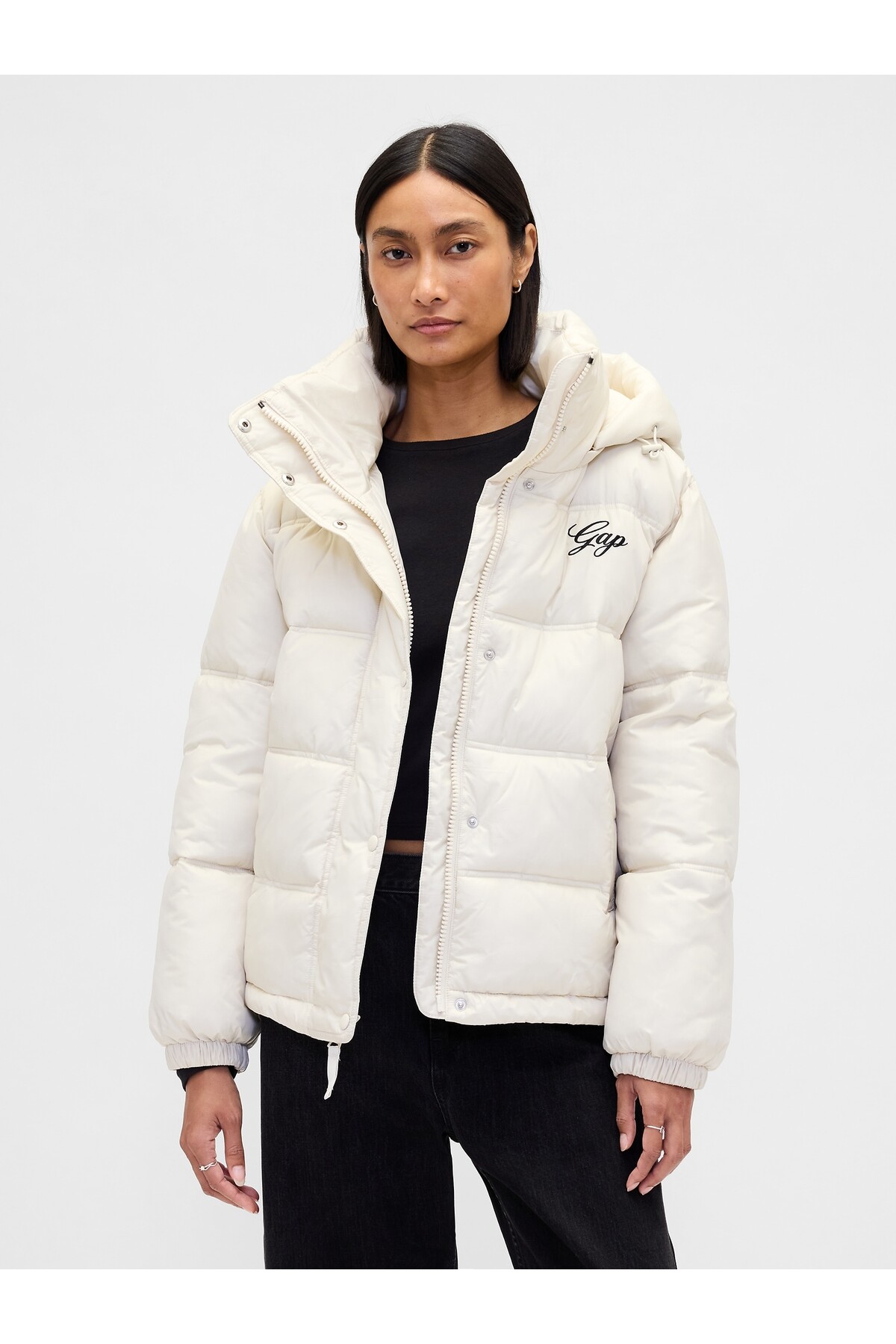 GAP  Kadın Beyaz Logo Şişme Ceket