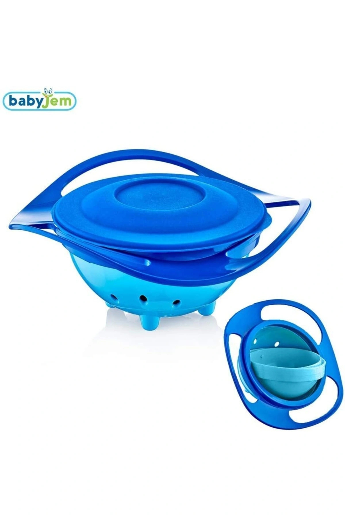 Babyjem Dökülmeyen Tabak & Çelik Çatal Kaşık Takımı Mavi fotoğrafı 2 (önizleme)