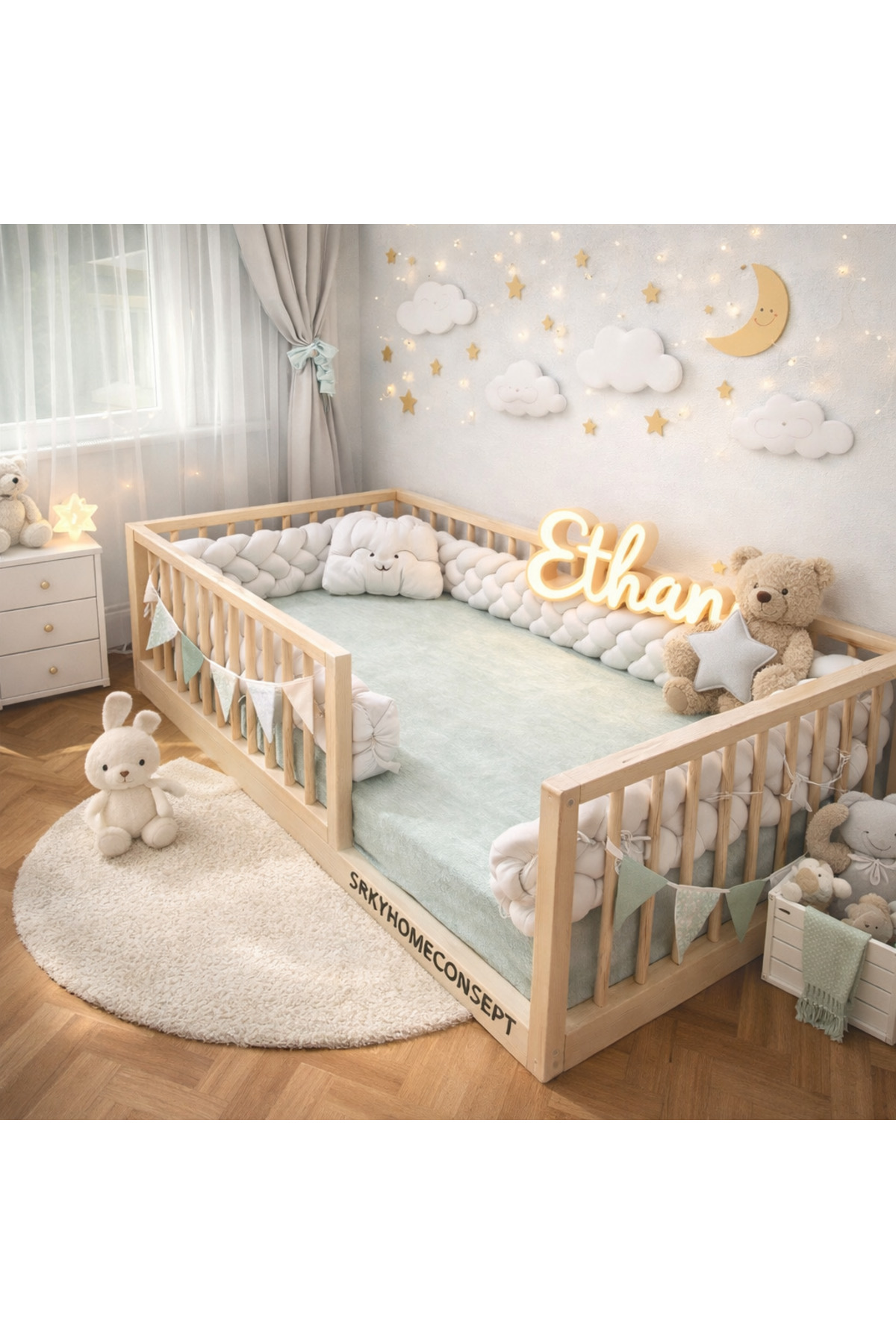 SRKYHOME CONSEPT YUVARLAK ÇITALI BEBEK VE ÇOCUK KARYOLASI