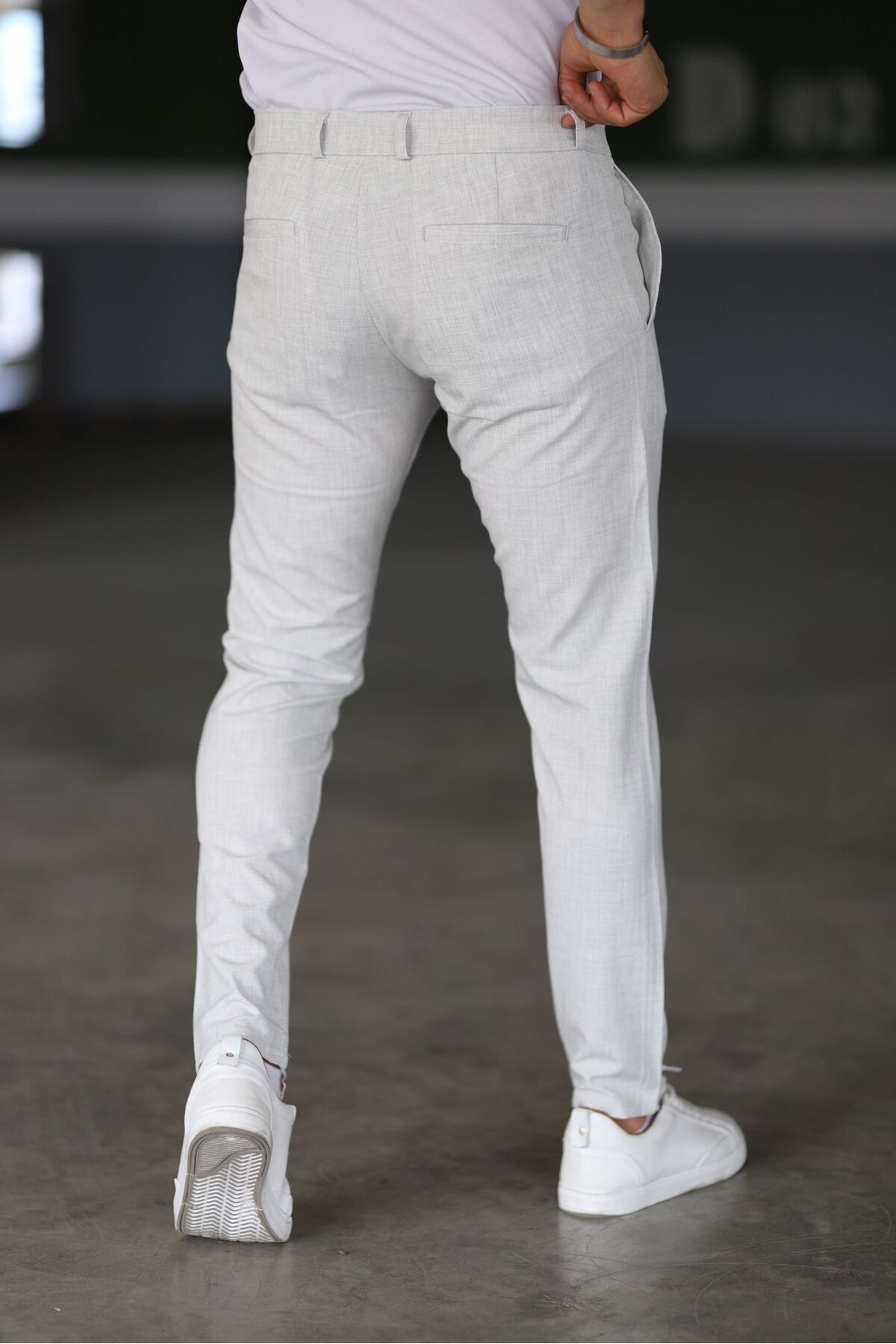 Bürke  Erkek Taş Renk Kaliteli Esnek Likralı Bilek Boy Kumaş Pantolon - Görsel 5