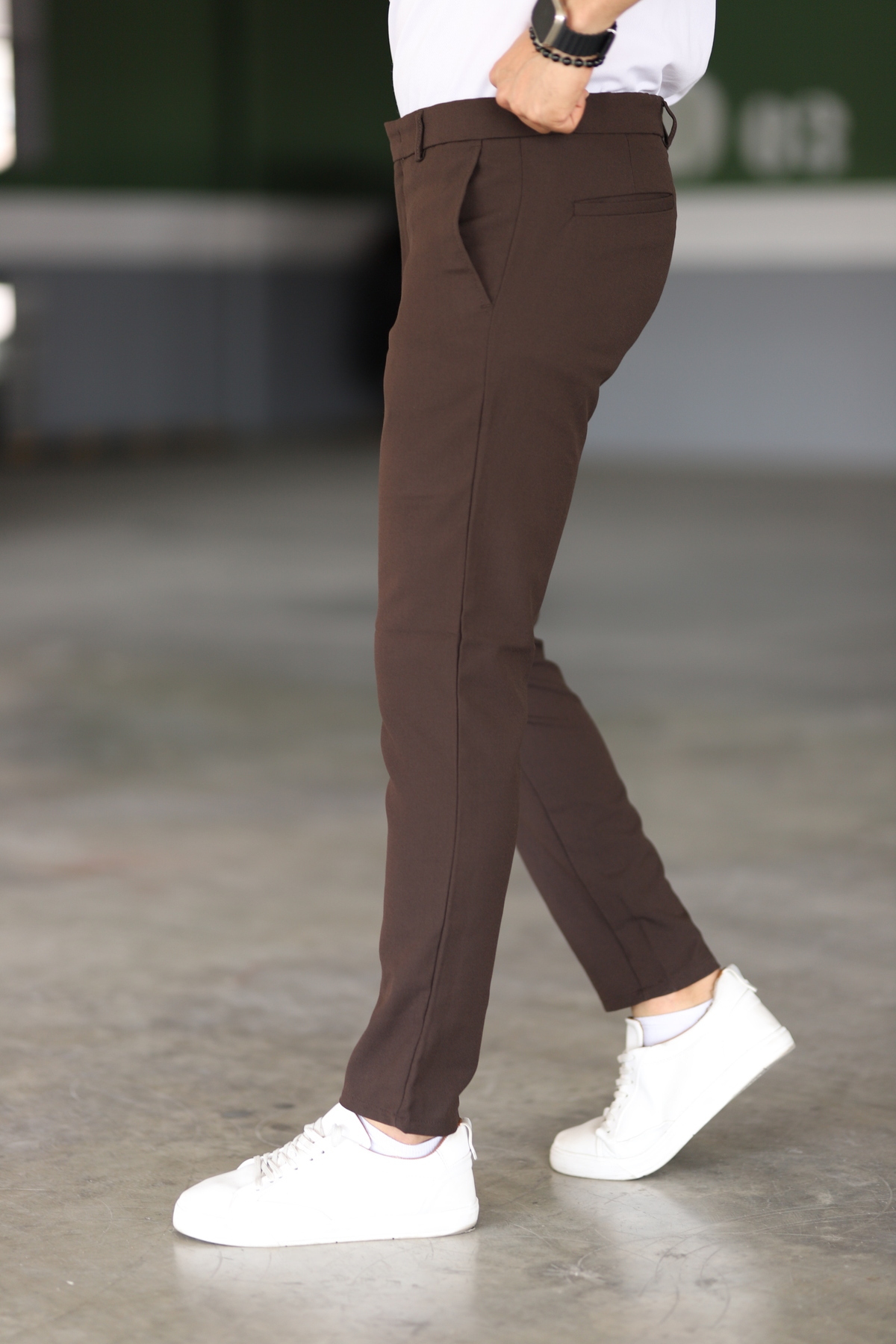 Bürke Erkek Kahverengi Renk Kaliteli Slimfit Kumaş Bilek Boy Pantolon (100-135 kg battal beden 40-42-44) görsel 7