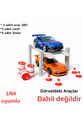 HOT WHEELS 1:64 Mini Garaj Diorama Seti – Araç Liftli Oto Servis Aksesuarları...