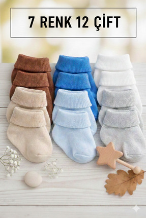 baby socks 12 Çift Çok Renkli Pamuklu Sıkmaz Bilekli Erkek Bebek Çorabı 0-6 Ay