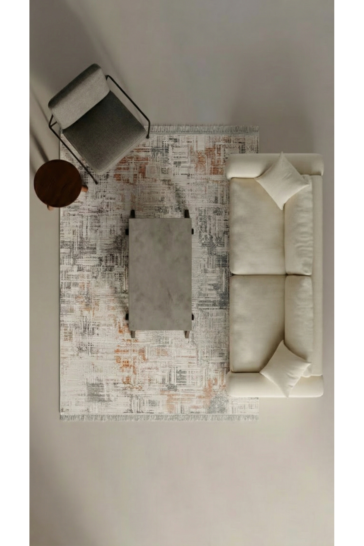 Forvia-Cream-Beige-Gray-Acrylic-Living Room,Living Room-Carpet–Robot Vacuum Cleaner-Special Size-Modern-Geometric-Series