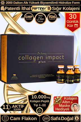 Dr.Sammy's Kolajen 10.000 Mg Tip 1-3 Premium Hidrolize Sığır Kolajeni+Elastin...