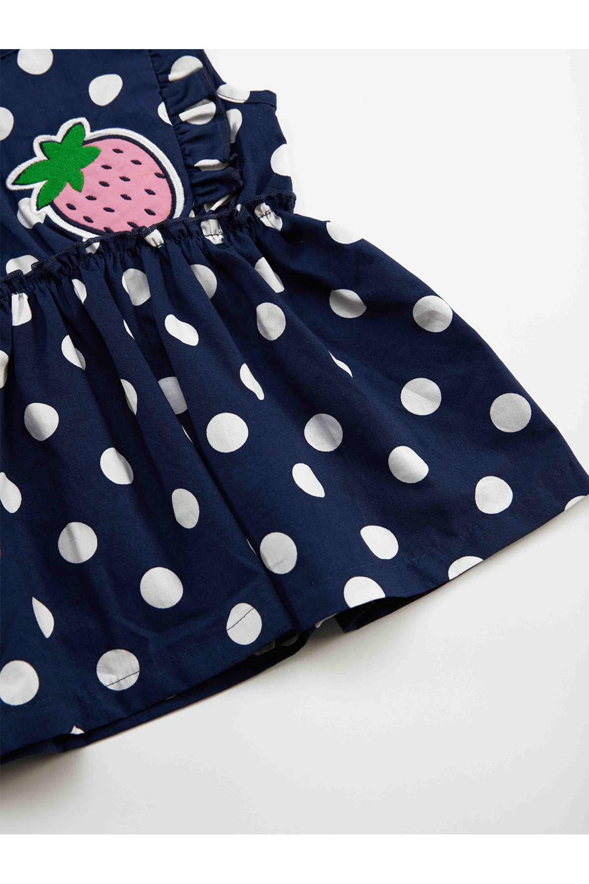 Denokids Puanlı Çilek Kız Bebek Poplin Yazlık Fırfırlı Elbise fotoğrafı 5 (önizleme)