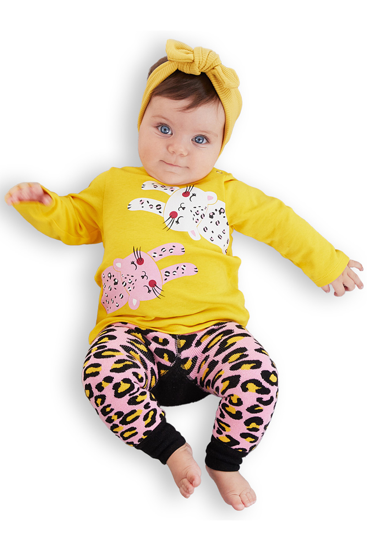 Denokids Leopar Kız Bebek T-shirt Tayt-Pantolon Takım fotoğrafı 3 (önizleme)