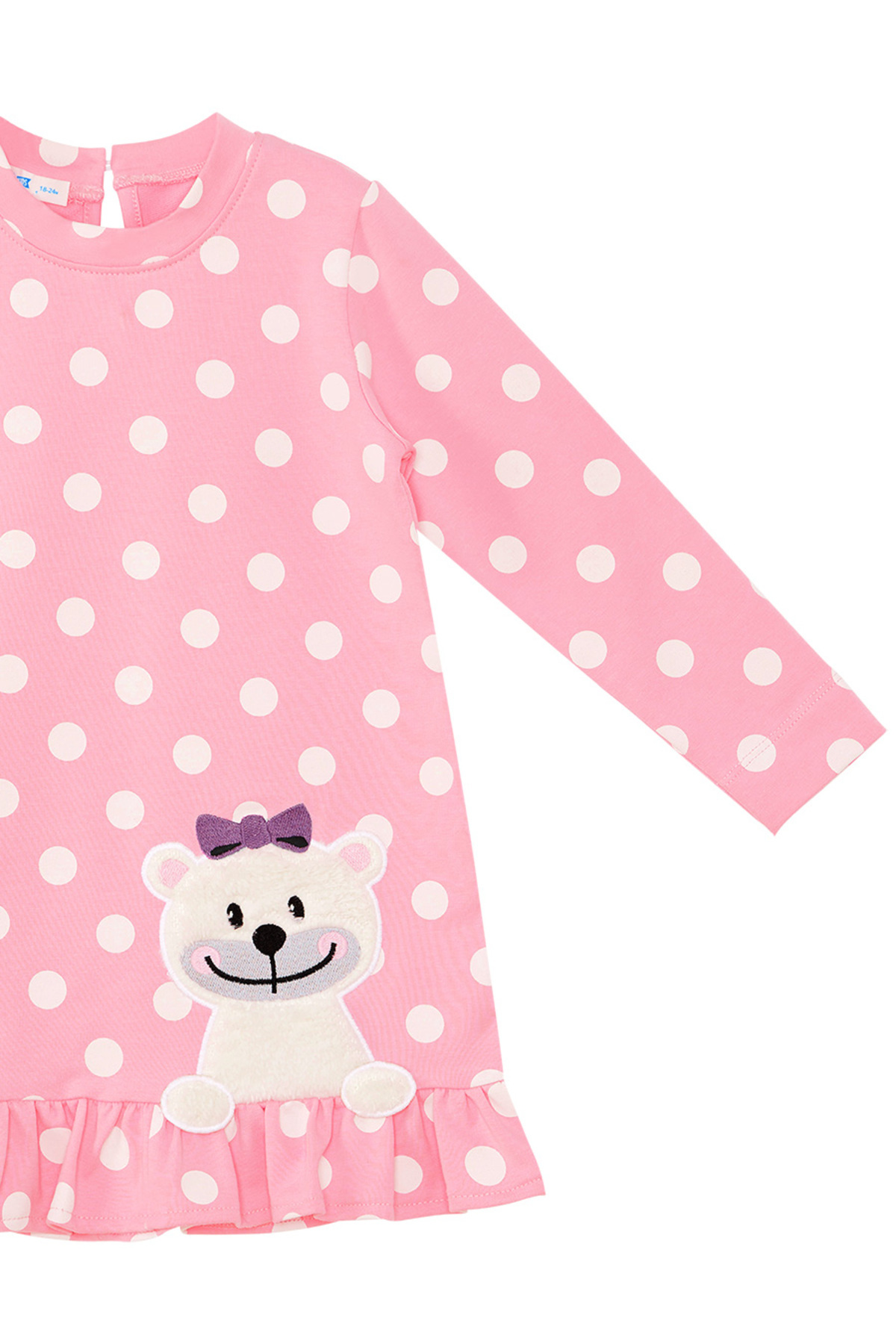 Denokids Ayıcık Kız Bebek Puantiyeli Pembe Elbise fotoğrafı 5 (önizleme)