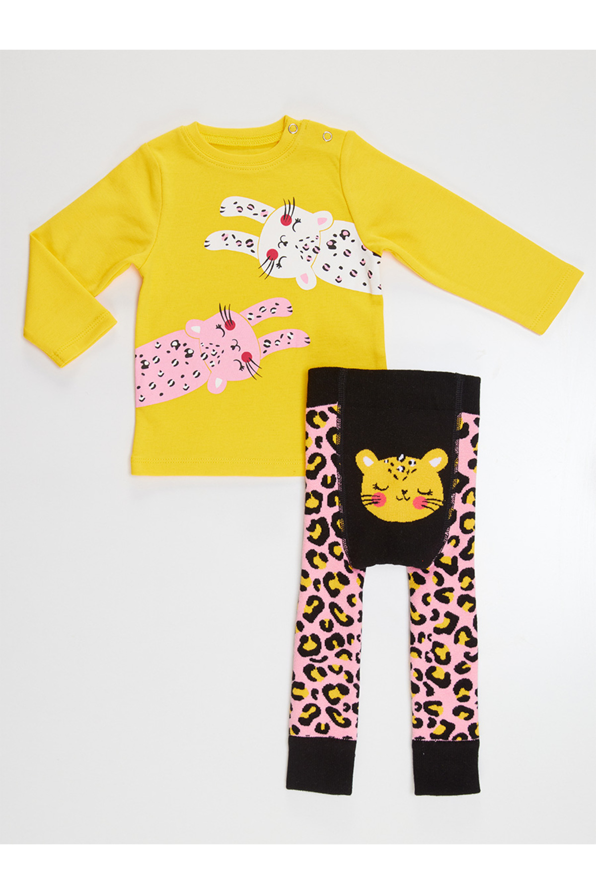 Denokids Leopar Kız Bebek T-shirt Tayt-Pantolon Takım fotoğrafı 6 (önizleme)