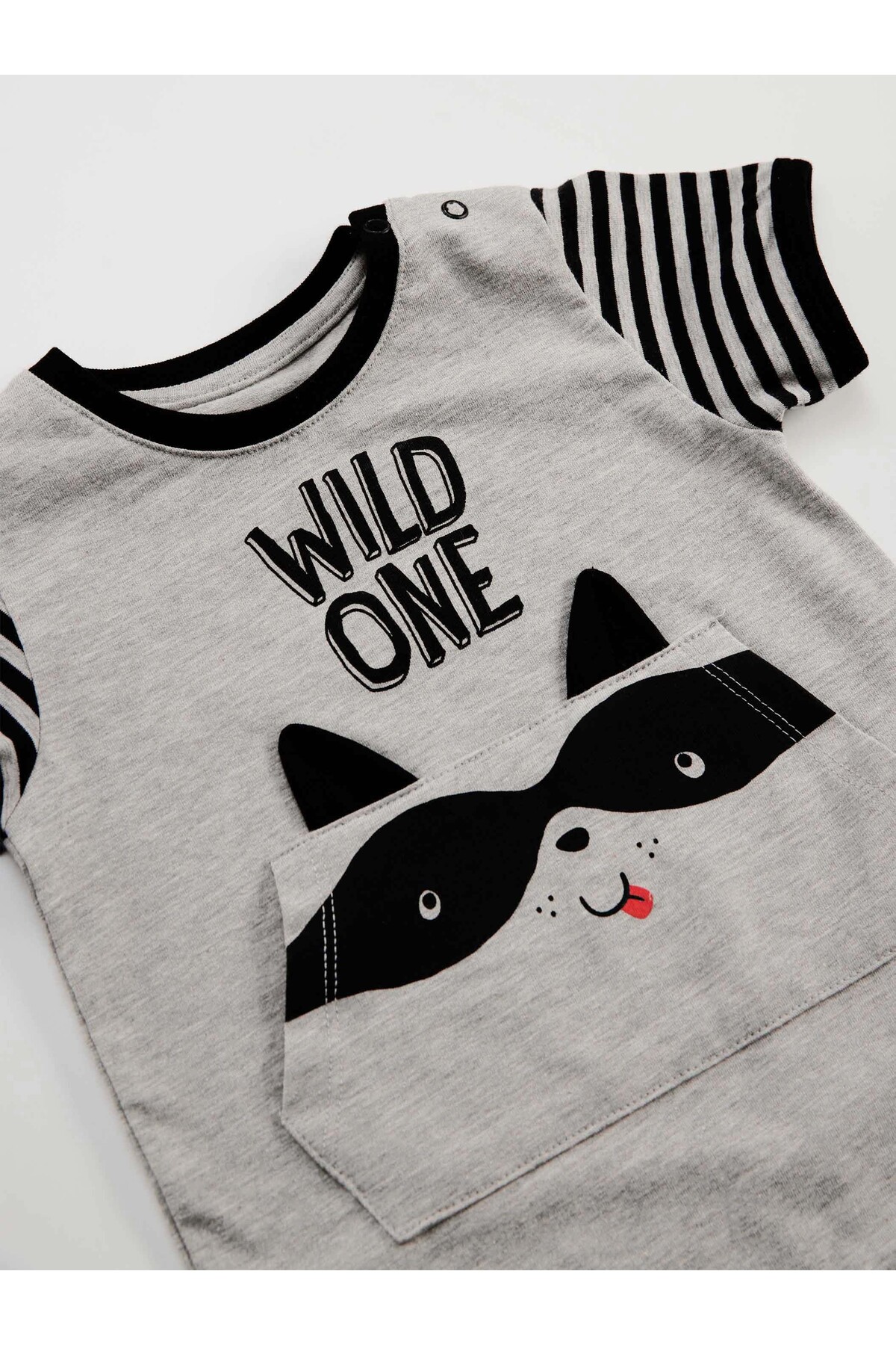 Denokids Rakun Erkek Bebek Gri Yazlık Tulum fotoğrafı 5 (önizleme)